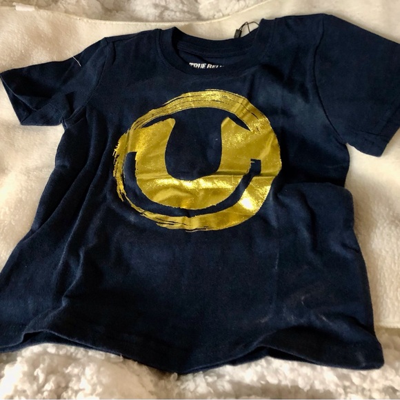 True Religion Kids Navy Blue T-Shirt with Metallic Gold Logo. 2T. NWT - Picture 1 of 7